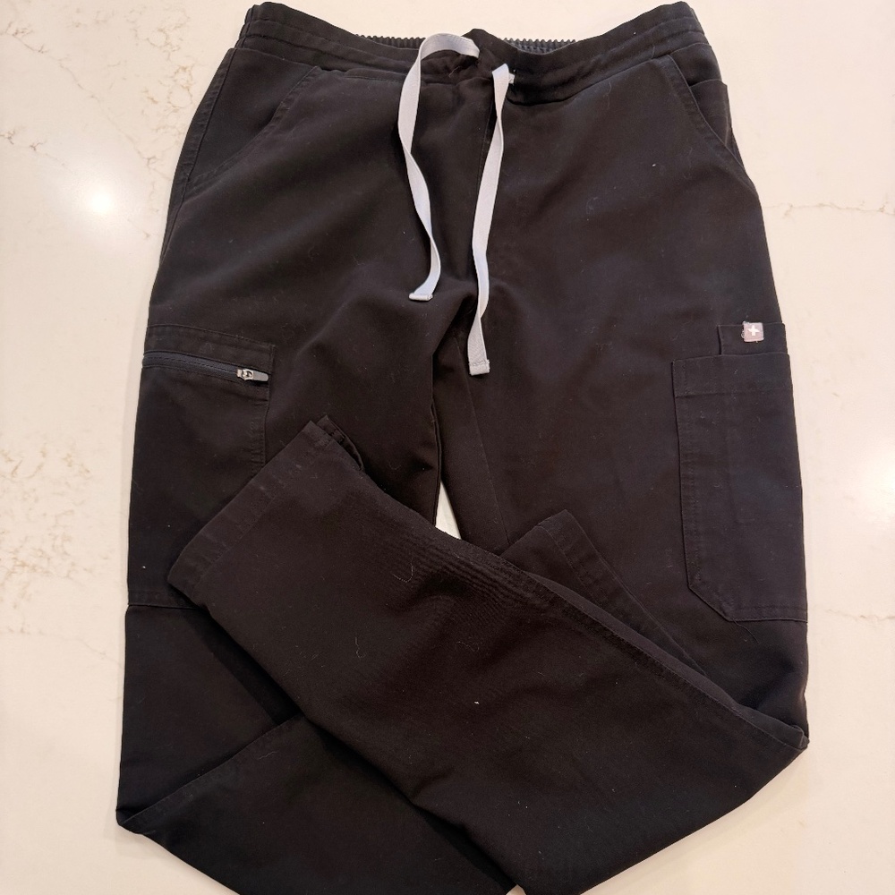 FIGS Black Jogger Scrub Pants XS Women’s Drawstring Stretch Medical Uniform